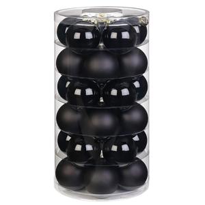 Inge Glas | mooie van glas | 30 ballen in doos | kerstboomversiering kerstboomversiering kerstboomballen 6cm Zwart/glans/mat.