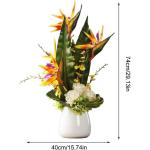 Kunstblumen Lebendige orangefarbene künstliche Blumen – PU-Kunstblumen, Keramiktopf, schickes Herzstück für Wohnzimmer, Hochzeiten, Innendekoration für jeden Anlass