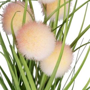 | Decoratief knoopgras | kogelgras | kunstplant met pot | 30 cm hoog (roze bloemen)