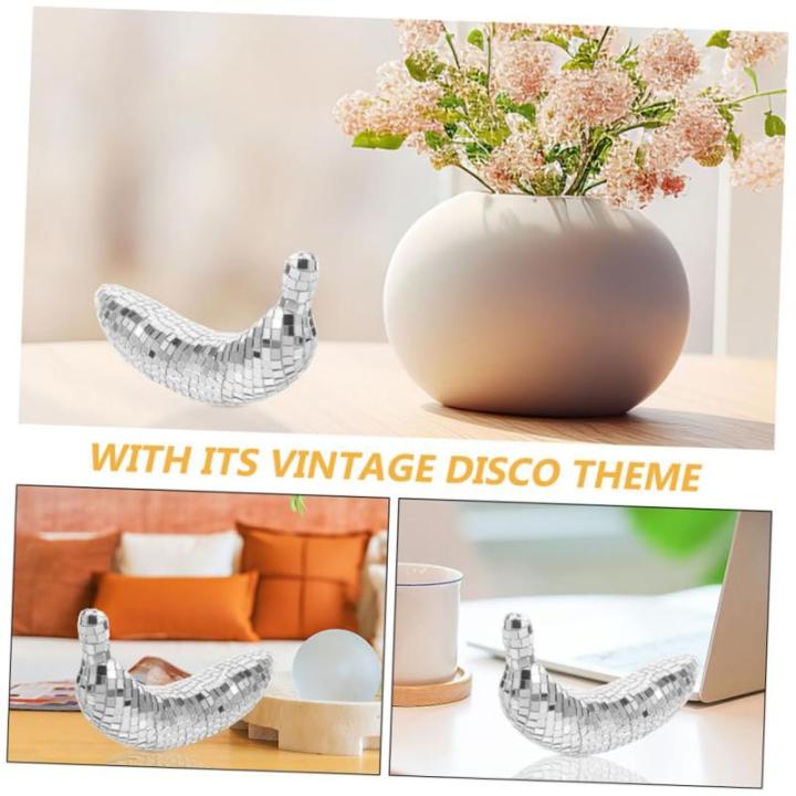 2 Stück Disco Bananen Spiegel Disco Kugel Couchtisch Ornament Party Disco Dekoration 70Er Jahre Disco Partyzubehör Reflektierende Disco Kugel Disco Obst Ornament