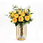 Kunstblumen Künstliche Blumen mit Vase, Tischpflanzen, Kunstseidenrose, künstliche Pflanzen, Arrangement, Innendekoration, Leichter Luxus für jeden Anlass