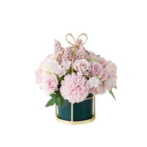 Kunstblumen Künstliche Blumen, Ornamente, Topfblumen, Arrangement, Heimdekoration, mit grünem Keramik-Blumentopf für jeden Anlass