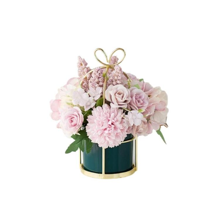 Kunstblumen Künstliche Blumen, Ornamente, Topfblumen, Arrangement, Heimdekoration, mit grünem Keramik-Blumentopf für jeden Anlass