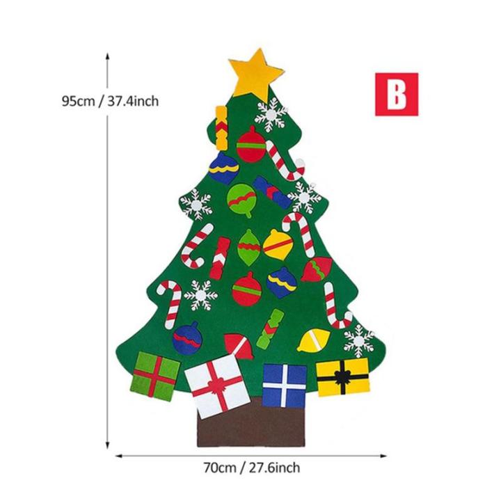 Vilten Kerstboomset, doe-het-zelf vilten kerstboomset, vouw, vilt, kerstboom, decoratie, doe-het-zelf vilten decoratie, kerstboom voor kinderen, met afneembare hangende ornamenten 