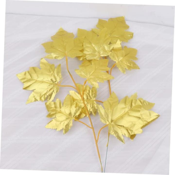 15St Tropische Partydekorationen Ahornblatt-Zweig weihnachtsdeko Christmas Decorations Golddekor Künstliche Ahornblätter Künstliche Blätter Hochzeit Material