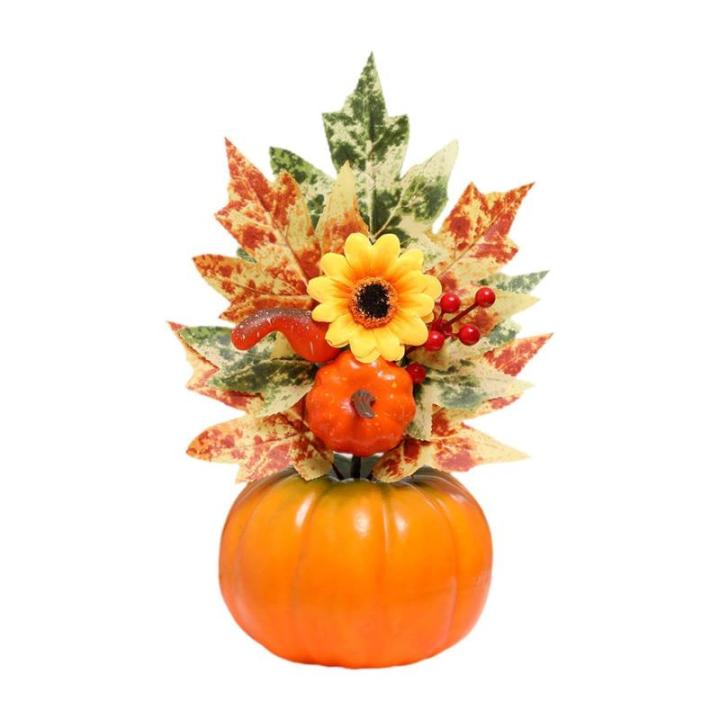 Halloween-Kürbisse, Ahornblätter, Ornament, Herbsternte, Dekor, neuartiges dekoratives Handwerk, Esstisch-Mittelstück für Geschäft und Büro, Style D