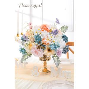 Künstliche Blumen Combo Fee Blau Blumen Mix Seidenblumen Gefälschte Rosen mit Stielen für DIY Hochzeit Brautsträuße Babyparty Blumenarrangement Tischaufsätze Heimdekorationen