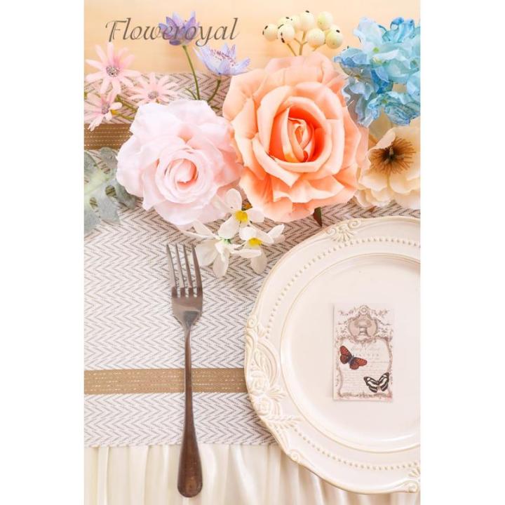 Künstliche Blumen Combo Fee Blau Blumen Mix Seidenblumen Gefälschte Rosen mit Stielen für DIY Hochzeit Brautsträuße Babyparty Blumenarrangement Tischaufsätze Heimdekorationen