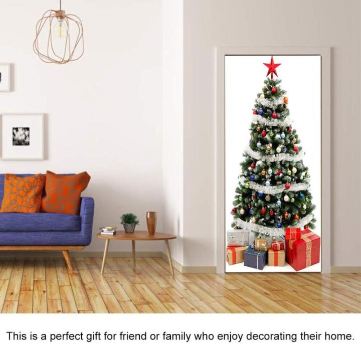 Waterdicht 15.2x39.4in Muurschildering Muursticker, Verwijderbare Raamsticker, voor Kerstversiering Eetkamers Slaapkamers Salons Showcase Decoratie(Christmas tree door stickers)
