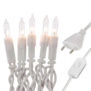 831153 Lichtsnoer voor , 10 stuks, 1,35 m, mini-lichtketting met stekker met schakelaar, kleine lichtketting voor de kerstboom, klassieke lichtketting op stroom, lichtketting, witt