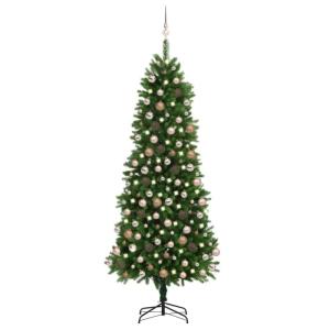 Künstlicher Weihnachtsbaum mit Beleuchtung Kugeln Tannenbaum Christbaum Tanne Unecht Weihnachtsdeko 240 cm Grün