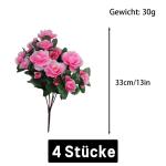 Künstlicher Blumenstrauss Azalee 33 cm Pink Kunstpflanzen Kunstblumen Künstliche Blumen Pflanzen Kunstblumenstrauß für Zuhause Tisch Büro 0516