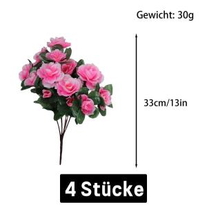 Künstlicher Blumenstrauss Azalee 33 cm Pink Kunstpflanzen Kunstblumen Künstliche Blumen Pflanzen Kunstblumenstrauß für Zuhause Tisch Büro 0516