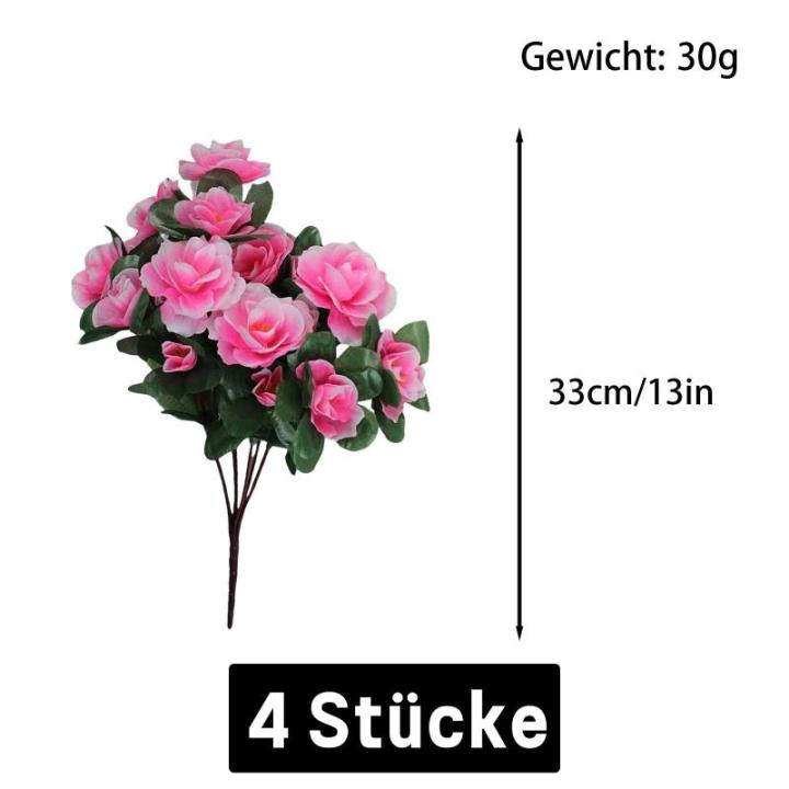 Künstlicher Blumenstrauss Azalee 33 cm Pink Kunstpflanzen Kunstblumen Künstliche Blumen Pflanzen Kunstblumenstrauß für Zuhause Tisch Büro 0516