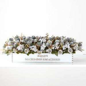 Zaun-künstliche Blumenornamente, Wohnzimmertisch-Blumendekoration, Künstliches Blumenarrangement Mit Zaun(Blu)