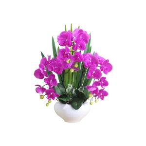 Kunstblumen Künstliche Orchideen – Realistische Touch-Orchideen-Bonsai in Keramikvase, Phalaenopsis-Kunstblumen-Arrangement im Topf für jeden Anlass