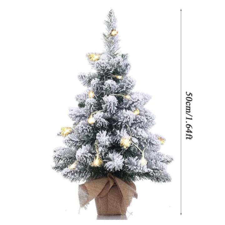 50CM Fallender Schnee Beflockter Weihnachtsbaum aus PVC-Material mit Sackleinenbasis, Mini-Desktop-Dekorationsbaum, Geeignet für Weihnachten, Zuhause/Büro/Küche, Restaurant/Desk