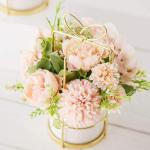 Nep Pioen Zijde Hortensia Bloem met Vaas Bloemdecor Arrangementen voor Bruiloft Decoratie Tafel Centerpieces (Roze met Vaas Set)