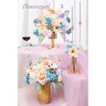Künstliche Blumen Combo Fee Blau Blumen Mix Seidenblumen Gefälschte Rosen mit Stielen für DIY Hochzeit Brautsträuße Babyparty Blumenarrangement Tischaufsätze Heimdekorationen