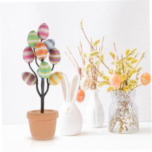 Ceramic Ornaments Osterei, Topfpflanze, Osterei, Bonsai-Statue, Osterdekoration, künstliche Eier, Tischbaum, Desktop, Ostern, Bonsai-Ornament, Mittelstück, Dekoration, Ei, Deskto