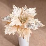 3 Stück Pailletten Weihnachten Blumen, Glitzer Künstliche Weihnachtsstern, Künstliche Blumen zu Weihnachten, Deko Blumen für Weihnachtsbaum, Hochzeit, Ornamente,Gold