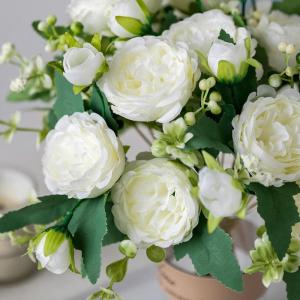 4 Bündel Pfingstrose Künstliche Blumen Weiße Blumen Seidenpfingstrosen Blumensträuße für Hochzeit Partei Tischaufsätze Blumenarrangement Heim Küche Dekor