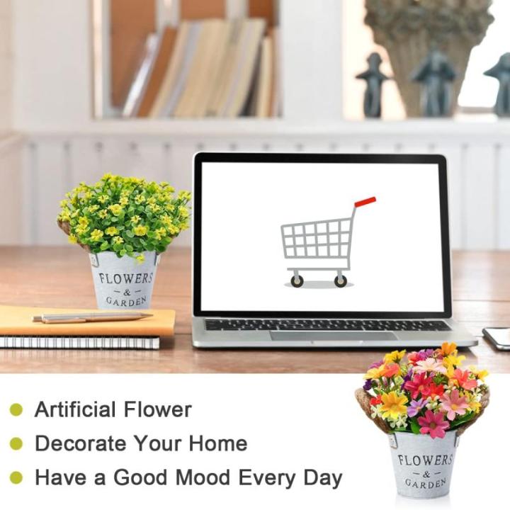 Kunstplanten Decoratieve Bloemen, voor Buiten Binnen Kunstplanten in Potten, Ambachten voor Huisdecoratie, Kamerdecoratie, Kantoor, Keuken, Tuin (Geel)