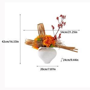Kunstblumen Künstlicher Kleiner Bonsai-Baum in weißer Keramikvase – naturgetreues Grün für Veranda, Esstisch und Wohnzimmer – Kunstpflanze für jeden Anlass