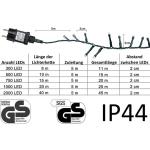 Led-clusterlichtsnoer, werkt op stroom, decoratie voor en buiten, tuin, kerstboom, bruiloft (500 leds, warm wit continu licht)