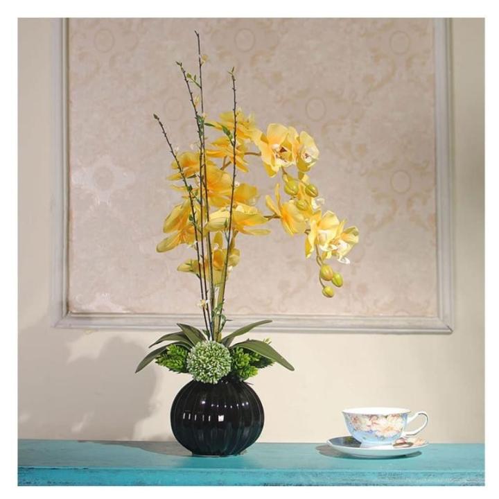Kunstblumen Dekorative Phalaenopsis, künstliches Blumen-Arrangement mit Keramiktopf, künstliche Seidenpflanzen in Töpfen für die Party zu Hause für jeden Anlass