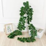Kunstklimopslinger, 84 poten, 12 strengen, bladeren, wijnstokken, groene planten, slinger, ophanging, , canvas, achtergrond, bruiloft, boog, muur, jungle, tafel, feest, decoratie,