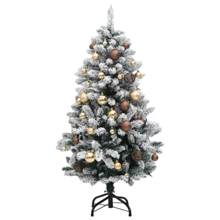 Künstlicher Weihnachtsbaum Klappbar Christbaum Kunstbaum Weihnachten Künstlicher Weihnachtsbaum Dekobaum Tannenbaum für Weihnachten Dekoration 150 LEDs & Kugeln 150 cm Grün und