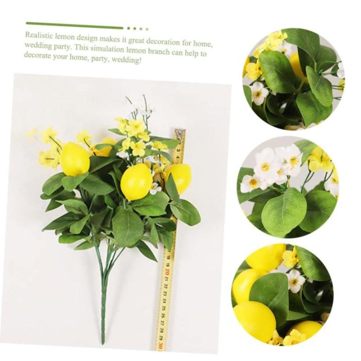 3st Zitronenstrauß Girlandenblatt Selber Machen Künstliche Zitronen Künstliche Bonsai-Pflanze Dekorativer Zitronenzweig Grüne Girlande Künstlicher Pflanzenstamm Schaum Yellow
