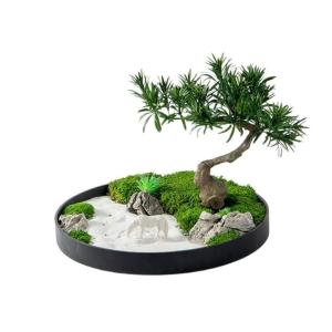 Künstlicher Bonsai-Baum Künstlicher Kiefern-Bonsai-Baum, Simulationspflanzen, Landschaft, große Topf-Zen-Dekoration, grüne Pflanze mit Keramik-Blumentopf, Pferdeskulptur Künst