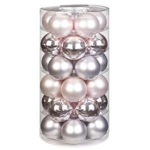 Inge Glas | mooie van glas | 30 ballen in doos | kerstboomversiering kerstboomversiering kerstboomballen 6cm Soft Simplicity | roze grijs glans/mat