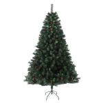 Kunstkerstboom met dennenappels en hulst met 1017 takken incl. metalen standaard, dennenboom, kunstboom (Luvi-naalden | 210cm)