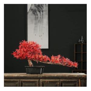 Künstlicher Bonsai-Baum Künstliche Pflanzen, 23 cm, schwarzer Keramiktopf, künstlicher Bonsai-Baum, künstliche Topfpflanze for Zuhause, Büro, Hochzeit, Gartendekoration Künst