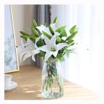 Kunstblumen Künstliche Blumen mit Glasvase, künstliche Lilienblumen, Pflanzen für Zuhause, Wohnzimmer, Büro, Party, Dekoration, echte Haptik für jeden Anlass