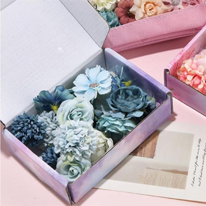 20 stuks , mini-bloemkoppen voor handwerk, gesimuleerde blauwe bloemen van zijde voor decoraties, kunstdecoratieve bloemen voor kamerdecoratie