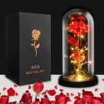 Rosen-Geschenke für Frauen, Mütter, Ehefrau, bunte künstliche Rosen, Geschenke für Frauen, für immer in Glaskuppel, Regenbogen-Rose für Geburtstag, Weihnachten, Muttertag, De