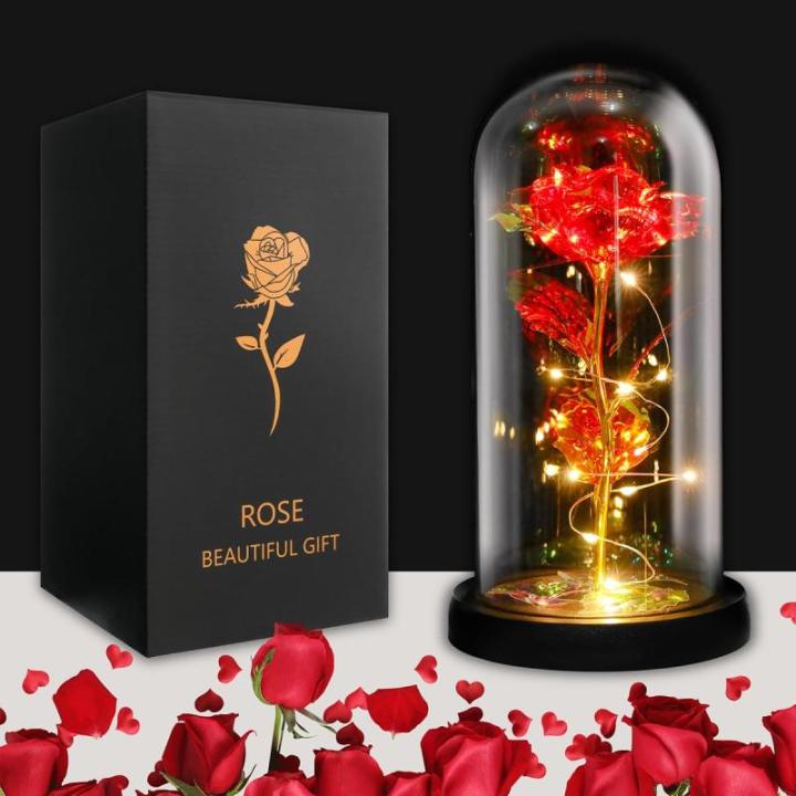Rosen-Geschenke für Frauen, Mütter, Ehefrau, bunte künstliche Rosen, Geschenke für Frauen, für immer in Glaskuppel, Regenbogen-Rose für Geburtstag, Weihnachten, Muttertag, De