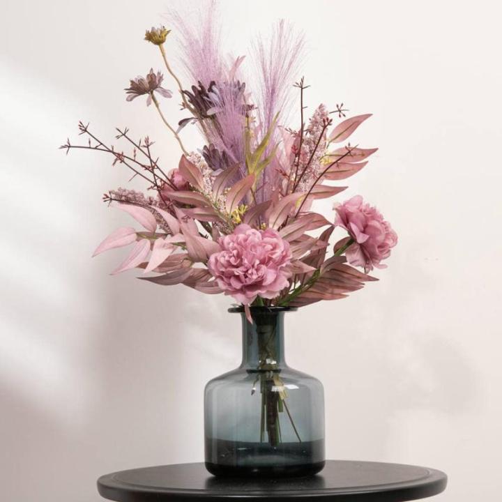 Kunstblumen Künstliche Pflanzen Blumen Deko Seidenblumen Pfingstrose Blumenarrangements Kernstück Hochzeit Blumenstrauß(lila)
