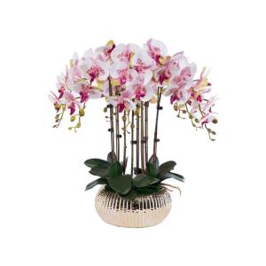 Kunstblumen Künstliches Blumenset, Phalaenopsis mit Pflanzgefäß, Kunstblume für Wohnzimmer, Simulationsblume, Heim-, Tisch- und Bürodekoration für jeden Anlass