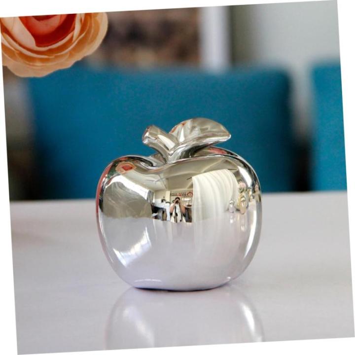 1Stk -Keramik-Ornament Fälschung weihnachtsäpfel Dekoration Weihnachtsmodell Chrom kreative büro Dekoration Party dekorative Requisite Weihnachtsverzierung Silver