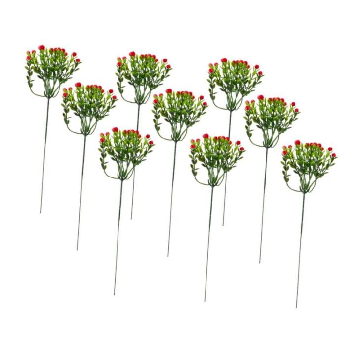 12st Kleine Schleierkraut-Dekoration Künstlicher Blumenstiel Blumenstrauß Dekor Dekorative Künstliche Blumenpflücker Gefälschte Blumen Elegante Kunstblumen Plastik Rot