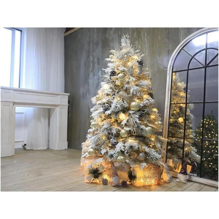 Künstlicher Baum Großer weißer Weihnachtsbaum, künstlicher schneebedeckter Baum mit Ornamenten, Weihnachtsbaum für Zuhause/Büro/Party-Dekoration