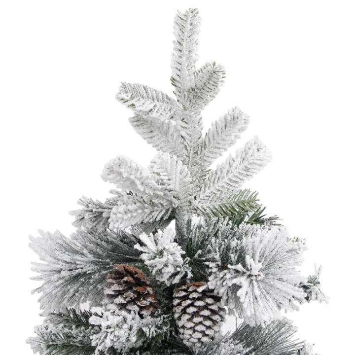 Weihnachtsbaum mit Schnee Künstlicher Weihnachtsbaum mit Tannenzapfen Hoher Weihnachtsbaum mit Ständer Grüne Schneespitze 195 x 95 cm