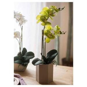 Kunstblumen Künstliche Phalaenopsis-Blumen mit Vase für Esstische, Häuser, Büros, Eingangsbereich, Wohnzimmer, Dekoration für jeden Anlass