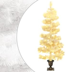 Spiral-Weihnachtsbaum mit Beleuchtung und Topf Weiß 120 cm Christbaum Dekobaum Kunstbaum mit Ständer Tannenbaum Weihnachten Künstlicher Weihnachtsbaum für Weihnachtsdeko