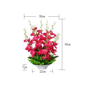Kunstblumen Künstliche Blumen, künstliche Orchideen-Dekoration – Seidenstoff-Orchideen-Topf-Arrangement mit echtem Touch, Bonsai für Zuhause/Büro für jeden Anlass